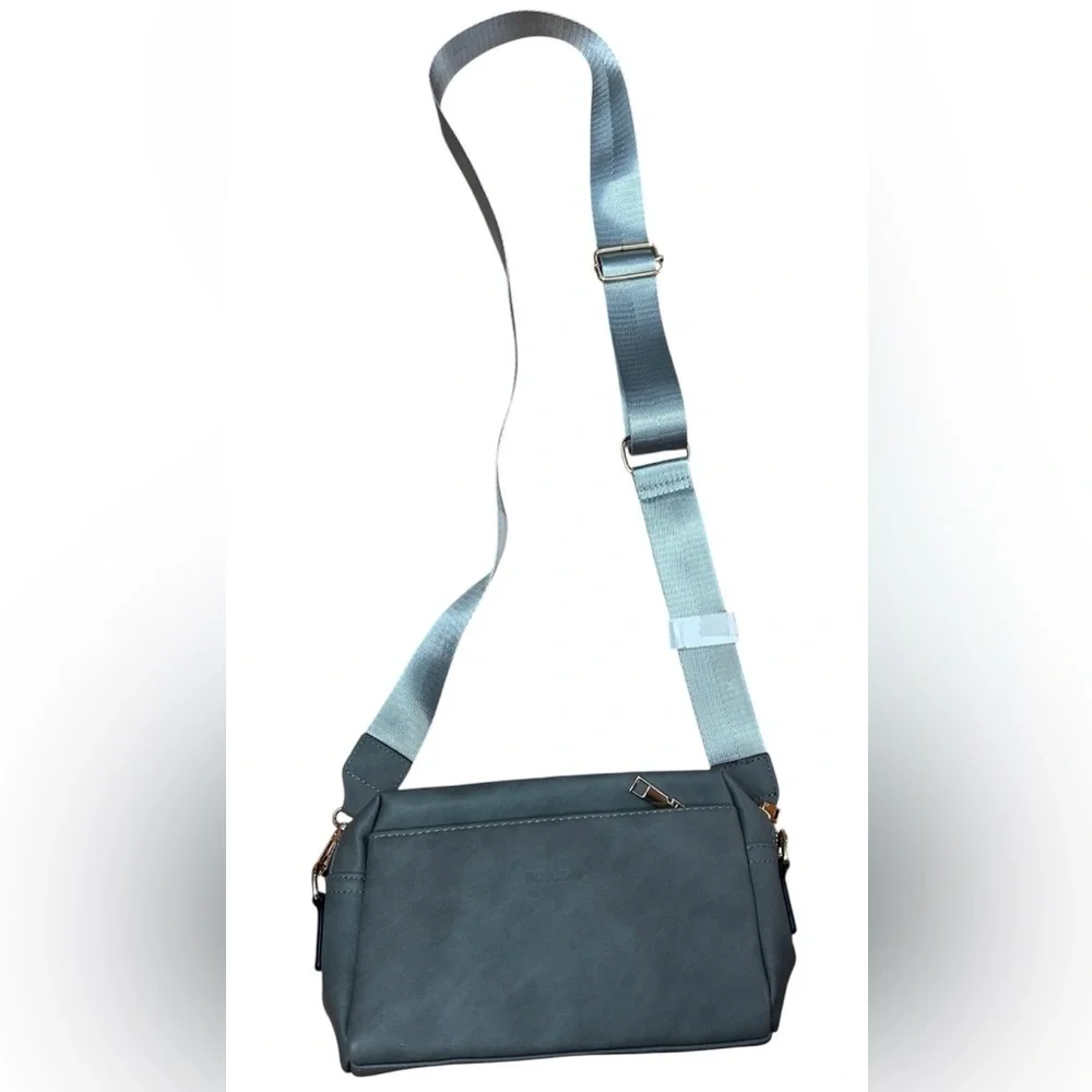 Roulens New Gray Triple Zip Small Crossbody Bag